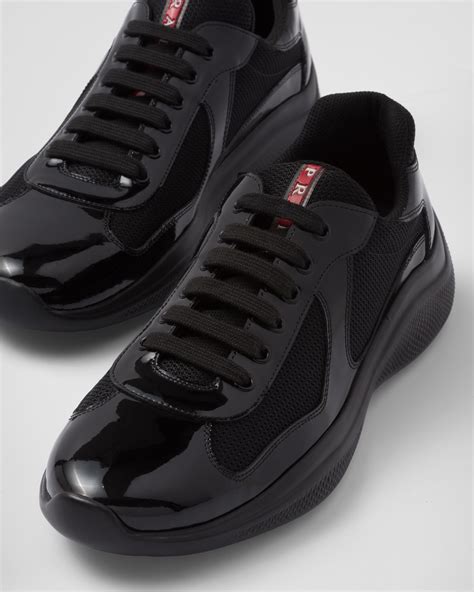 prada sneakers black|Prada denim sneakers.